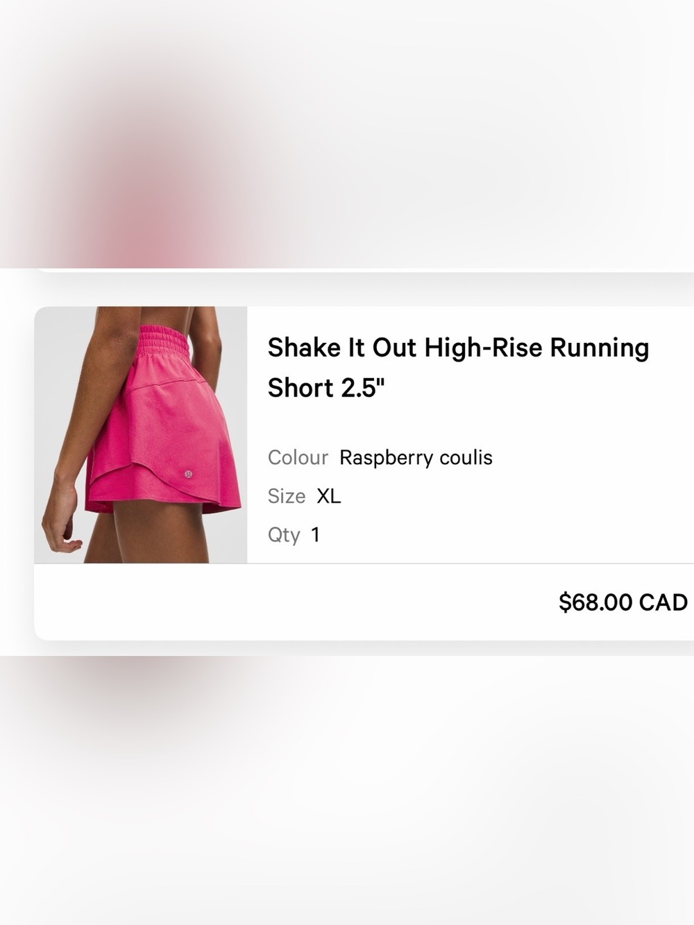BNWOT Lululemon athletica High-Rise Running Short in Raspberry